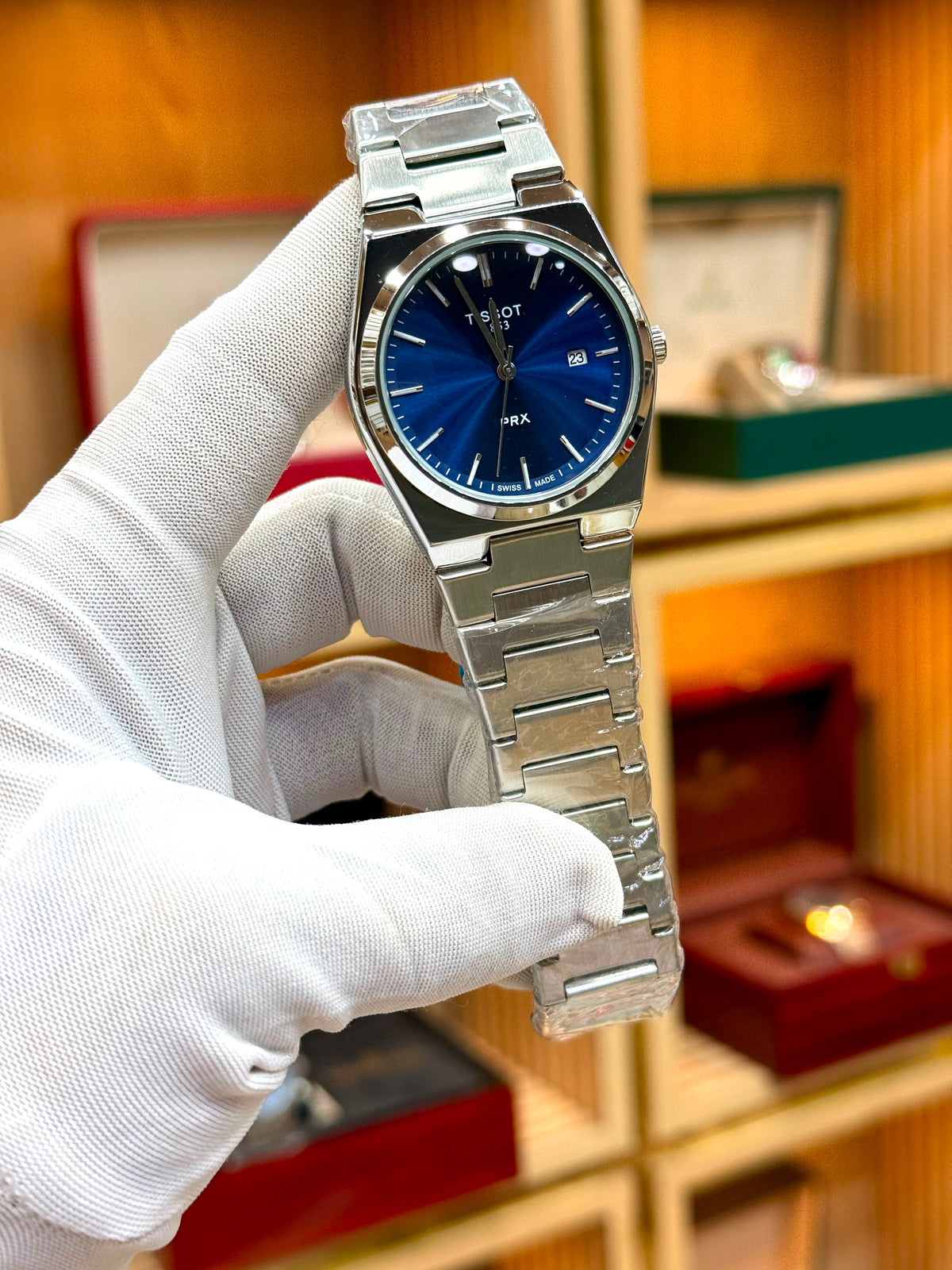 Tissot PRX Luxury  Watch – Integrated Steel Bracelet & Blue Dial