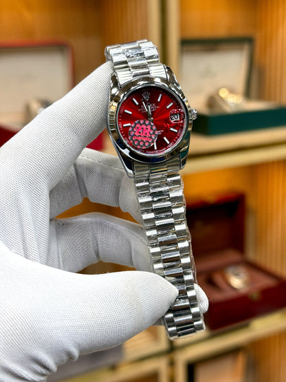Rolex Ladies Oyster Perpetual Automatic Luxury Watch – Stainless Steel & Diamond-Accented Dial
