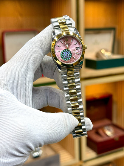 Rolex Ladies Oyster Perpetual Automatic Luxury Watch – Stainless Steel & Diamond-Accented Dial