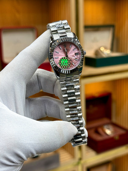Rolex Ladies Oyster Perpetual Automatic Luxury Watch – Stainless Steel & Diamond-Accented Dial