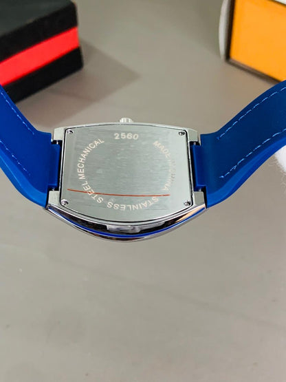 Franck Muller Vanguard Automatic Luxury Tonneau Watch – Brushed Steel & Bold Numeral Dial