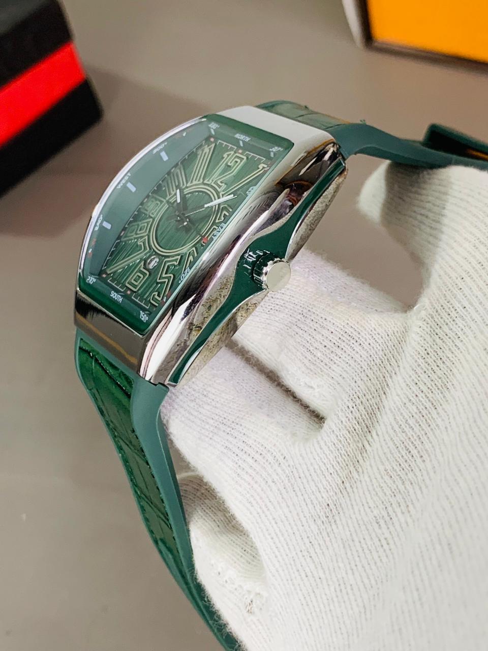 Franck Muller Vanguard Automatic Luxury Tonneau Watch – Brushed Steel & Bold Numeral Dial