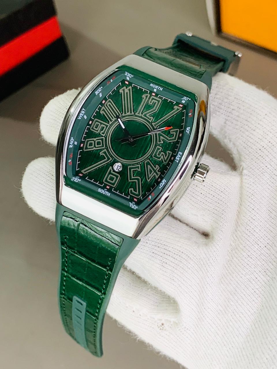 Franck Muller Vanguard Automatic Luxury Tonneau Watch – Brushed Steel & Bold Numeral Dial