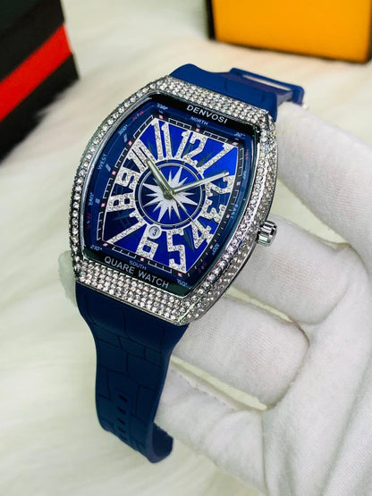 Franck Muller Vanguard Automatic Luxury Tonneau Watch – Brushed Steel & Bold Numeral Dial