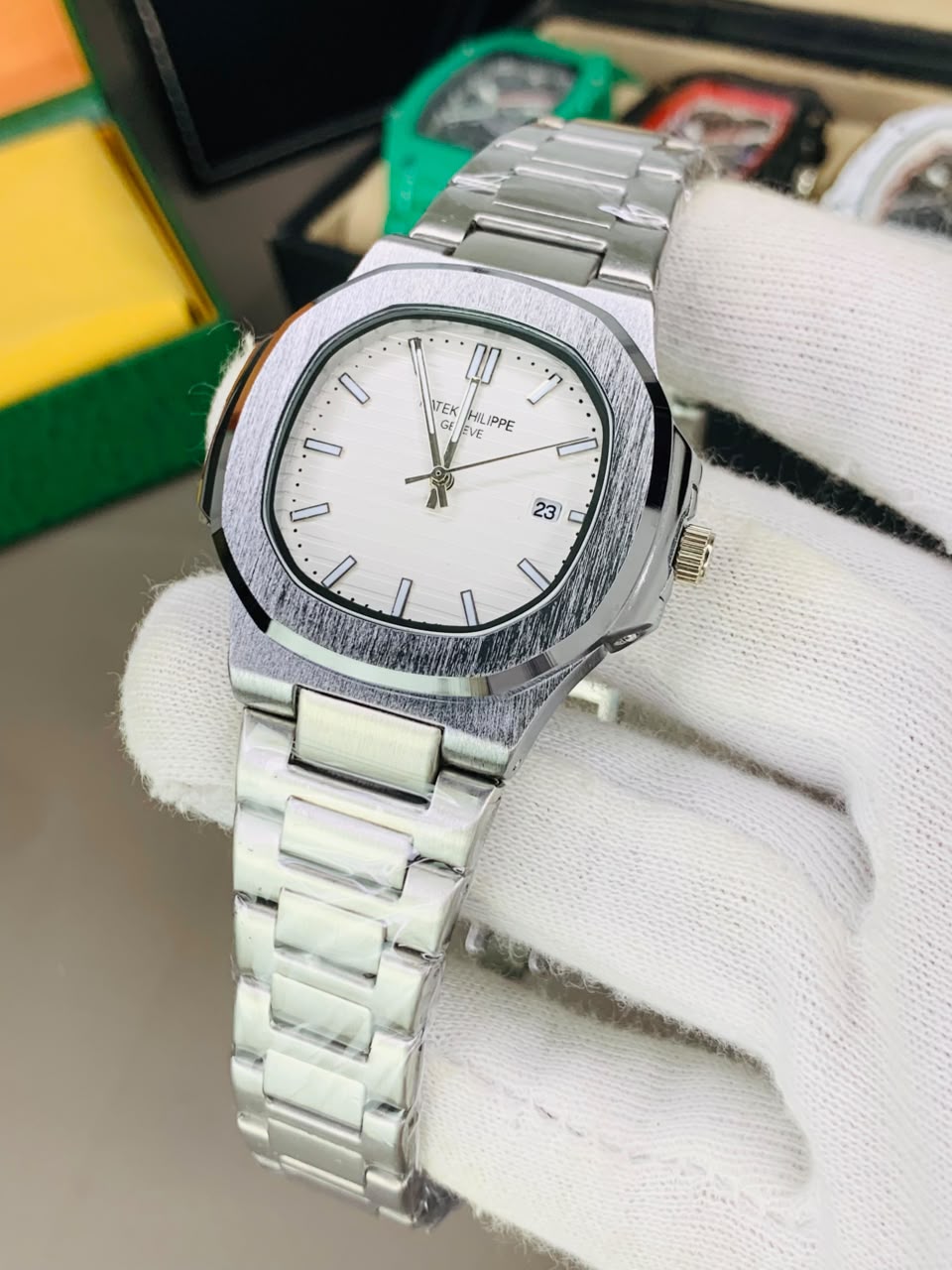 Patek Philippe Nautilus Luxury Automatic Sports Watch – Stainless Steel & Blue Ribbed Dial