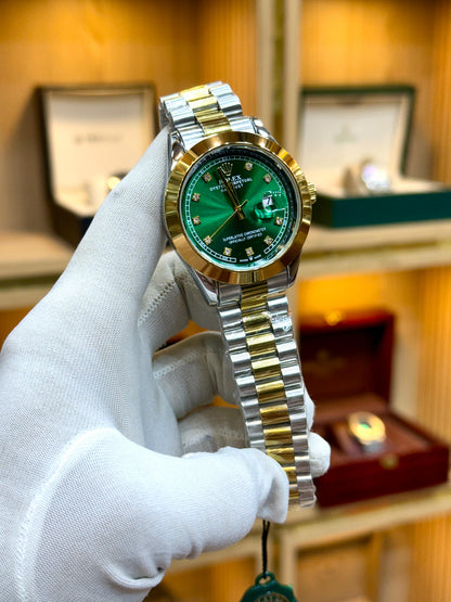 Luxury Rolex Analog Watch – Silver & Gold Two-Tone